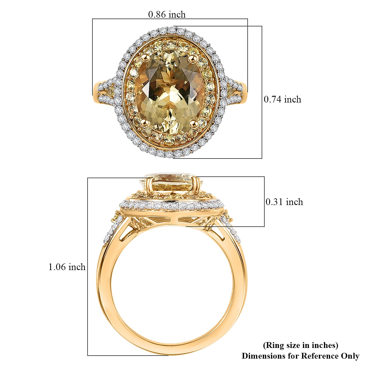 D'Joy Premium Brazilian Heliodor and Multi Gemstone 3.80 ctw Solar Radiance Ring in 18K Vermeil Yellow Gold Over Sterling Silver (Size 6.0) image number 5
