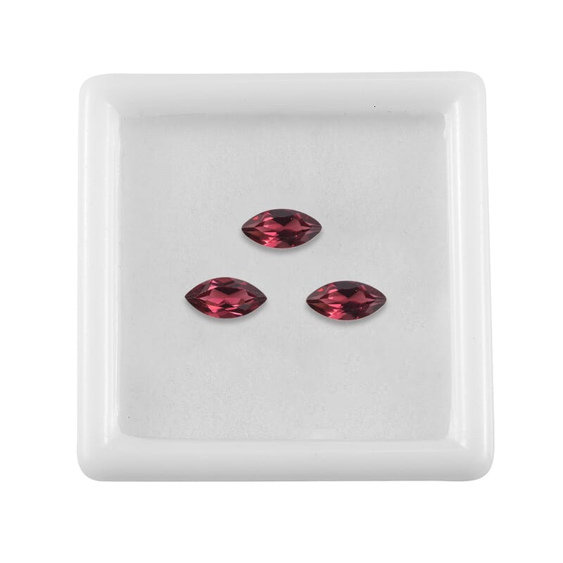 AAA Orissa Rose Garnet Set of 3 (Mrq 8x4 mm) 1.93 ctw Loose Gemstone