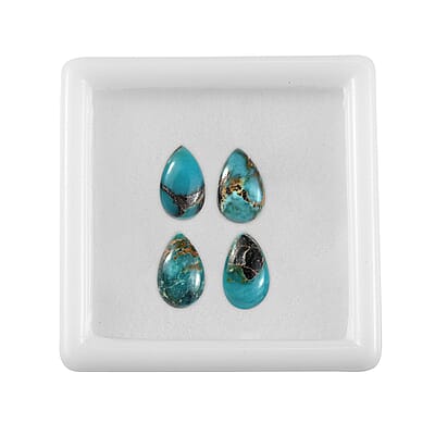 Set of 4 AA Sierra Nevada Turquoise (Pear 5x3 mm) 1.04 ctw Loose Gemstone