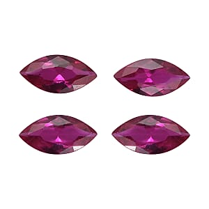 Set of 4 Lab Created Ruby (Mrq 6x3 mm) 0.95 ctw Loose Gemstone