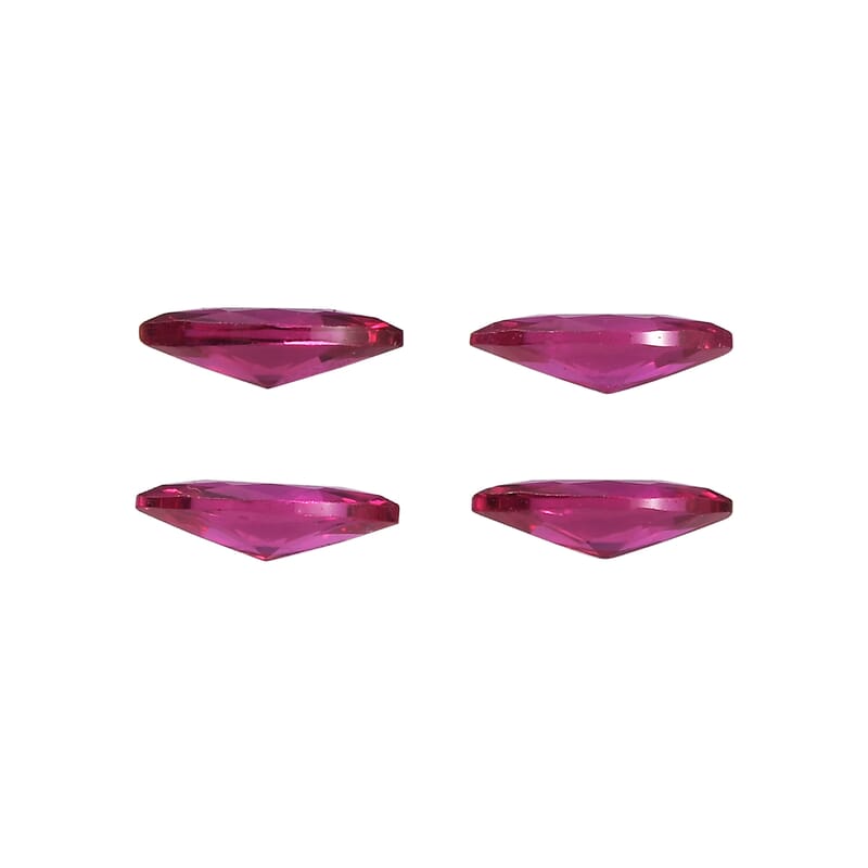 Set of 4 Lab Created Ruby (Mrq 6x3 mm) 0.95 ctw Loose Gemstone