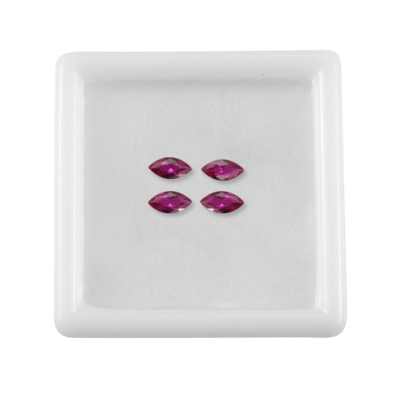 Set of 4 Lab Created Ruby (Mrq 6x3 mm) 0.95 ctw Loose Gemstone