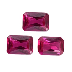 Set of 3 Lab Created Ruby (Oct 7x5 mm) 2.88 ctw Loose Gemstone
