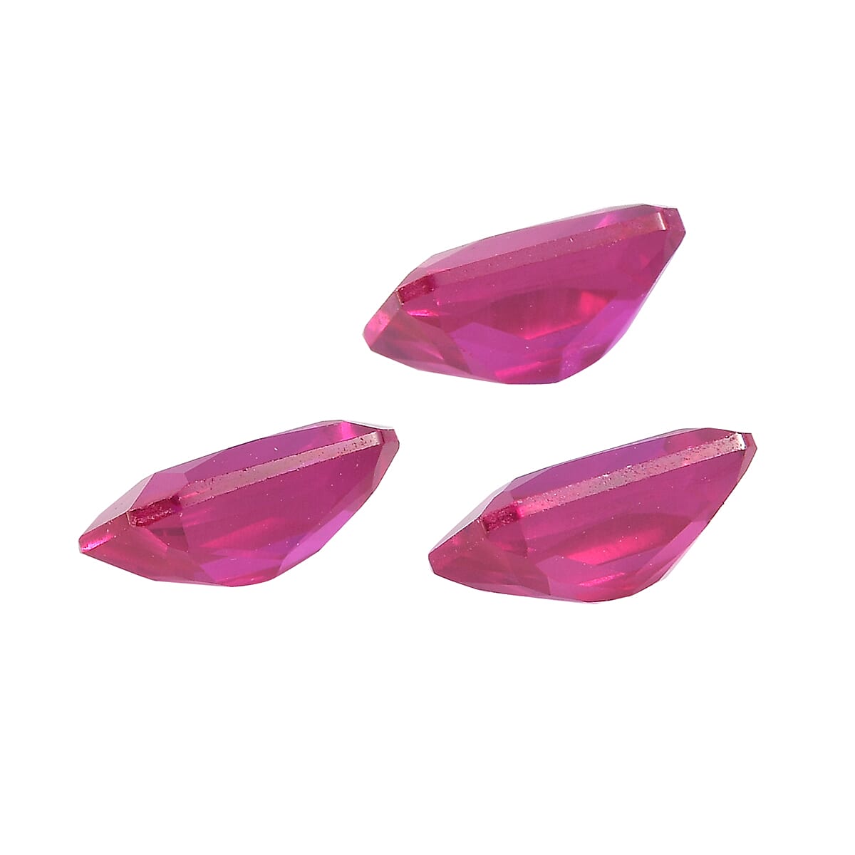 Set of 3 Lab Created Ruby (Oct 7x5 mm) 2.88 ctw Loose Gemstone image number 1