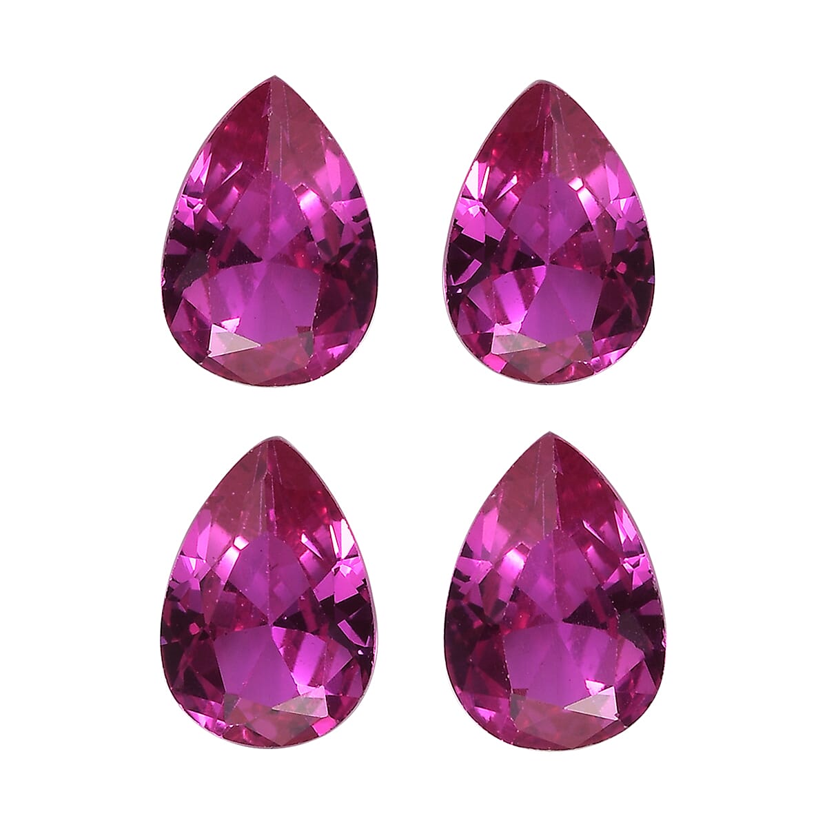 Set of 4 Lab Created Ruby (Pear 7x5 mm) 3.22 ctw Loose Gemstone image number 0