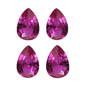 Set of 4 Lab Created Ruby (Pear 7x5 mm) 3.22 ctw Loose Gemstone