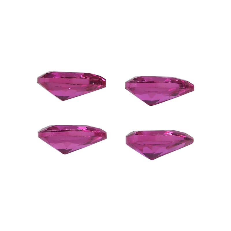 Set of 4 Lab Created Ruby (Pear 7x5 mm) 3.22 ctw Loose Gemstone