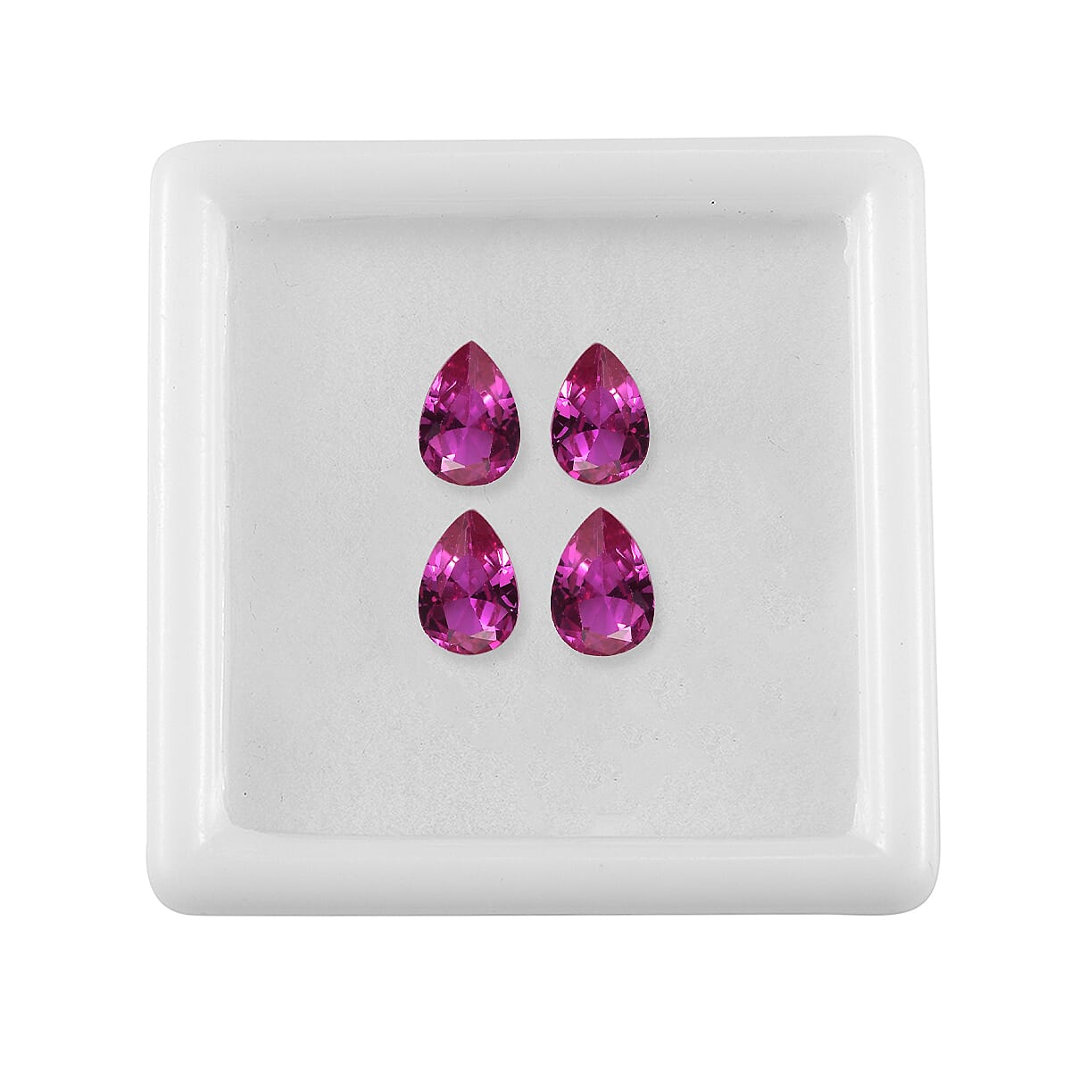 Set of 4 Lab Created Ruby (Pear 7x5 mm) 3.22 ctw Loose Gemstone image number 2