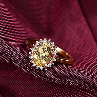 D'Joy Brazilian Heliodor, Multi Gemstone Ring in 18K Vermeil YG Over Sterling Silver 2.00 ctw (Size 10.0)