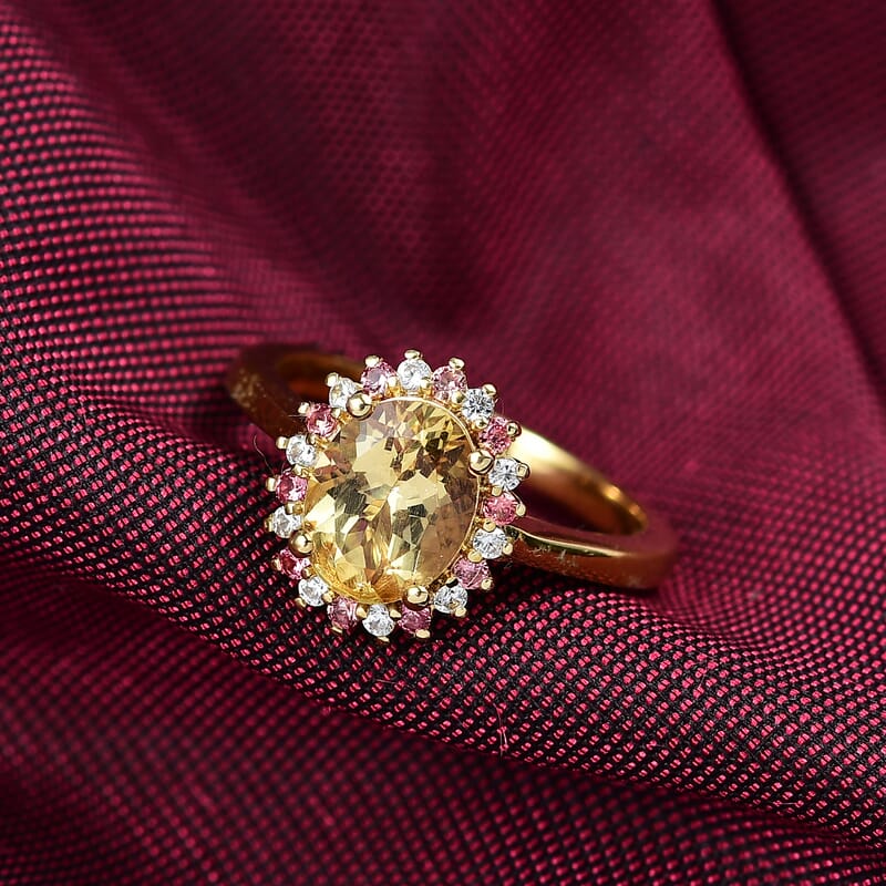 D'Joy Brazilian Heliodor, Multi Gemstone Ring in 18K Vermeil YG Over Sterling Silver 2.00 ctw (Size 10.0)