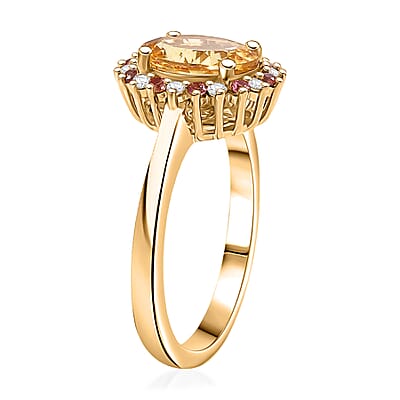 D'Joy Brazilian Heliodor, Multi Gemstone Ring in 18K Vermeil YG Over Sterling Silver 2.00 ctw (Size 10.0)