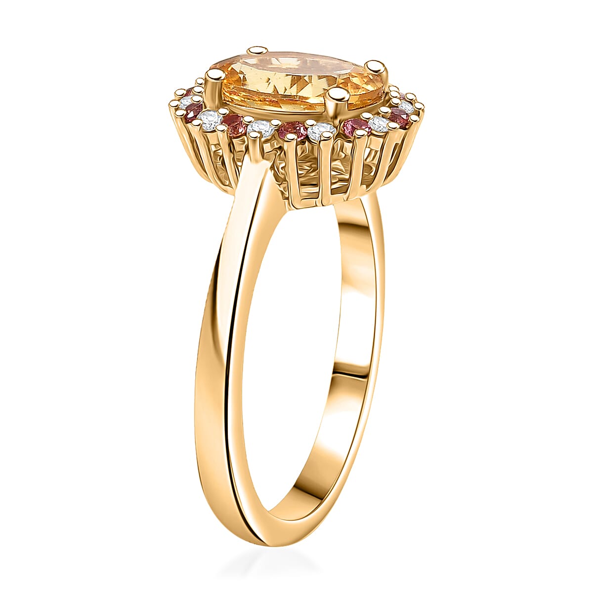 D'Joy Premium Brazilian Heliodor and Multi Gemstone 2.00 ctw Flame Blossom Ring in 18K Vermeil Yellow Gold Over Sterling Silver (Size 5.0) image number 3