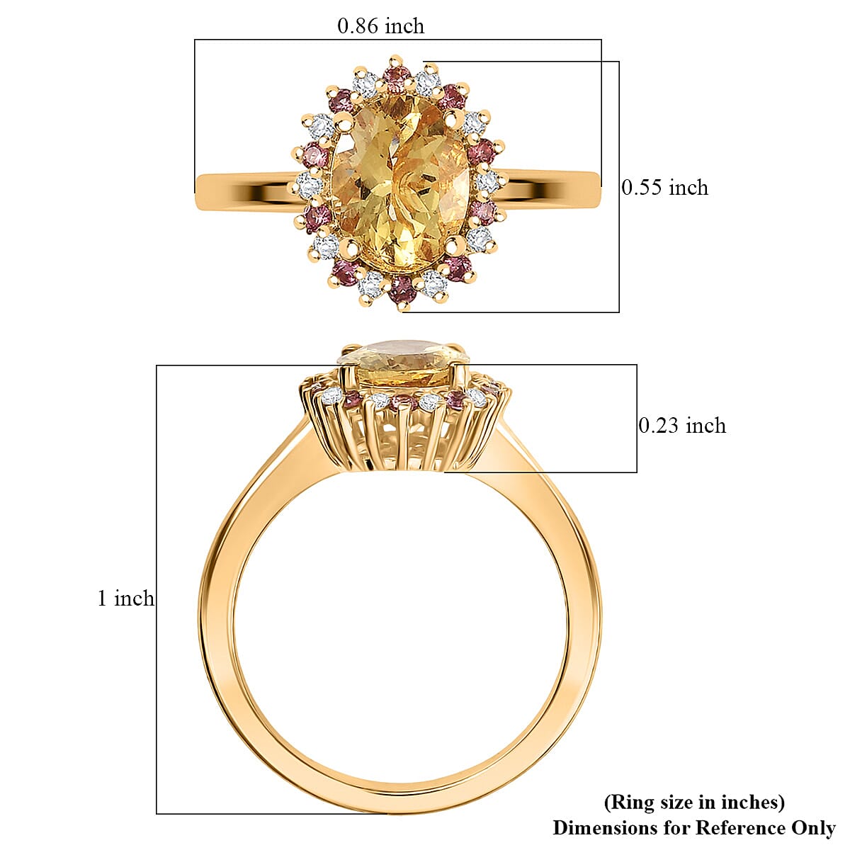 D'Joy Premium Brazilian Heliodor and Multi Gemstone 2.00 ctw Flame Blossom Ring in 18K Vermeil Yellow Gold Over Sterling Silver (Size 5.0) image number 5