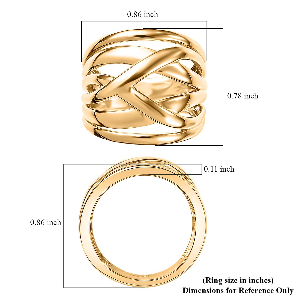 EverTrue Bronzella Collection Intertwine Ring in 18K YG Plated Bronze (Size 10.0)