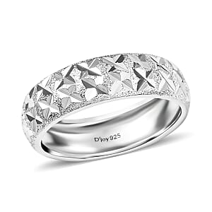 D'Joy Diamond-cut Band Ring in Platinum Over Sterling Silver (Size 10.0) 3.15 Grams