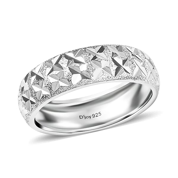 D'Joy Diamond-cut Band Ring in Platinum Over Sterling Silver (Size 10.0) 3.15 Grams