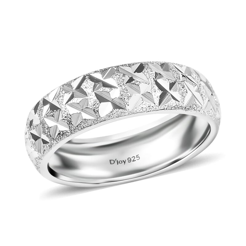 D'Joy Diamond-cut Band Ring in Platinum Over Sterling Silver (Size 10.0) 3.15 Grams