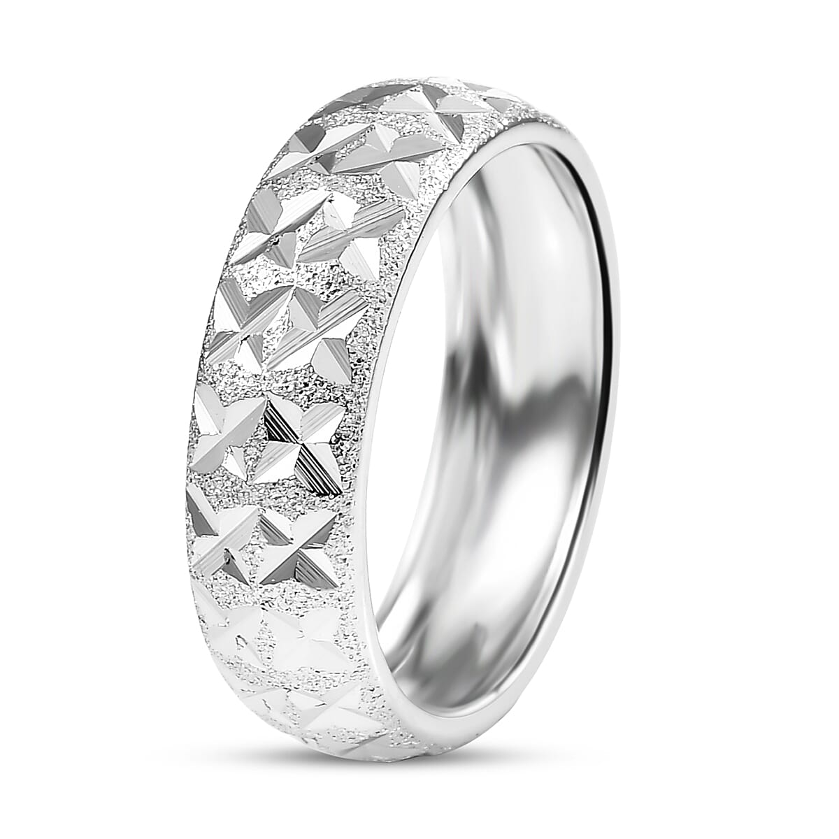 D'Joy Diamond-cut Band Ring in Platinum Over Sterling Silver (Size 10.0) 3.15 Grams