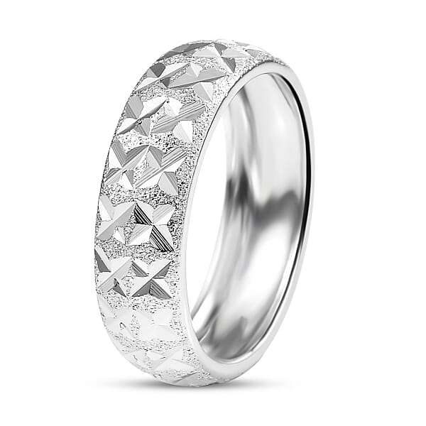 D'Joy Diamond-cut Band Ring in Platinum Over Sterling Silver (Size 10.0) 3.15 Grams