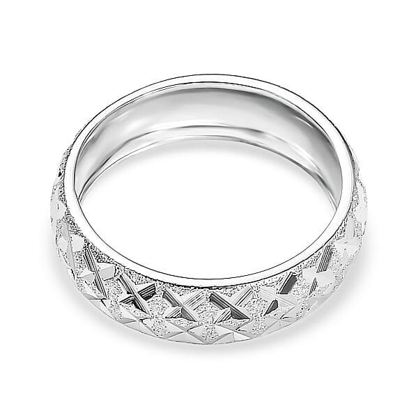 D'Joy Diamond-cut Band Ring in Platinum Over Sterling Silver (Size 10.0) 3.15 Grams