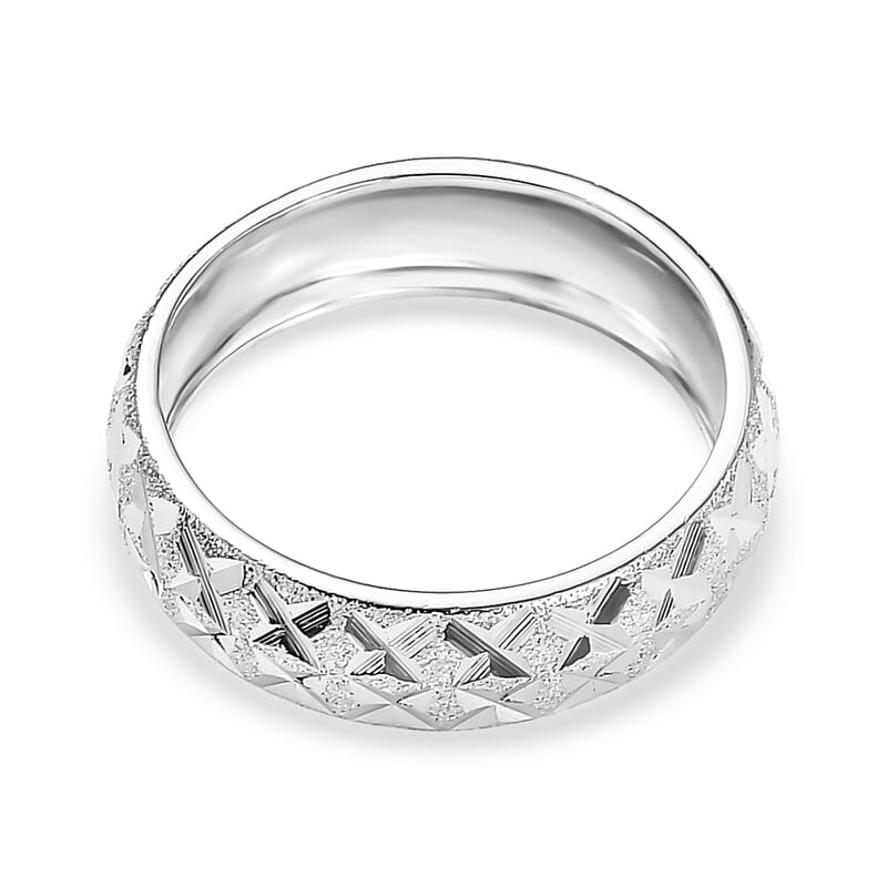 D'Joy Diamond-cut Band Ring in Platinum Over Sterling Silver (Size 10.0) 3.15 Grams