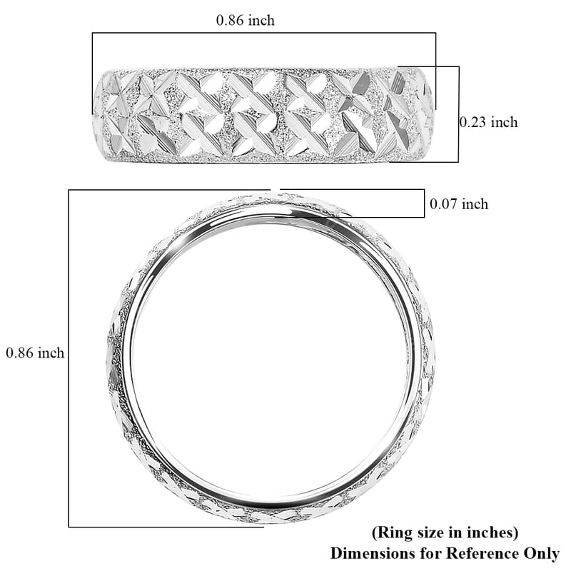 D'Joy Diamond-cut Band Ring in Platinum Over Sterling Silver (Size 10.0) 3.15 Grams