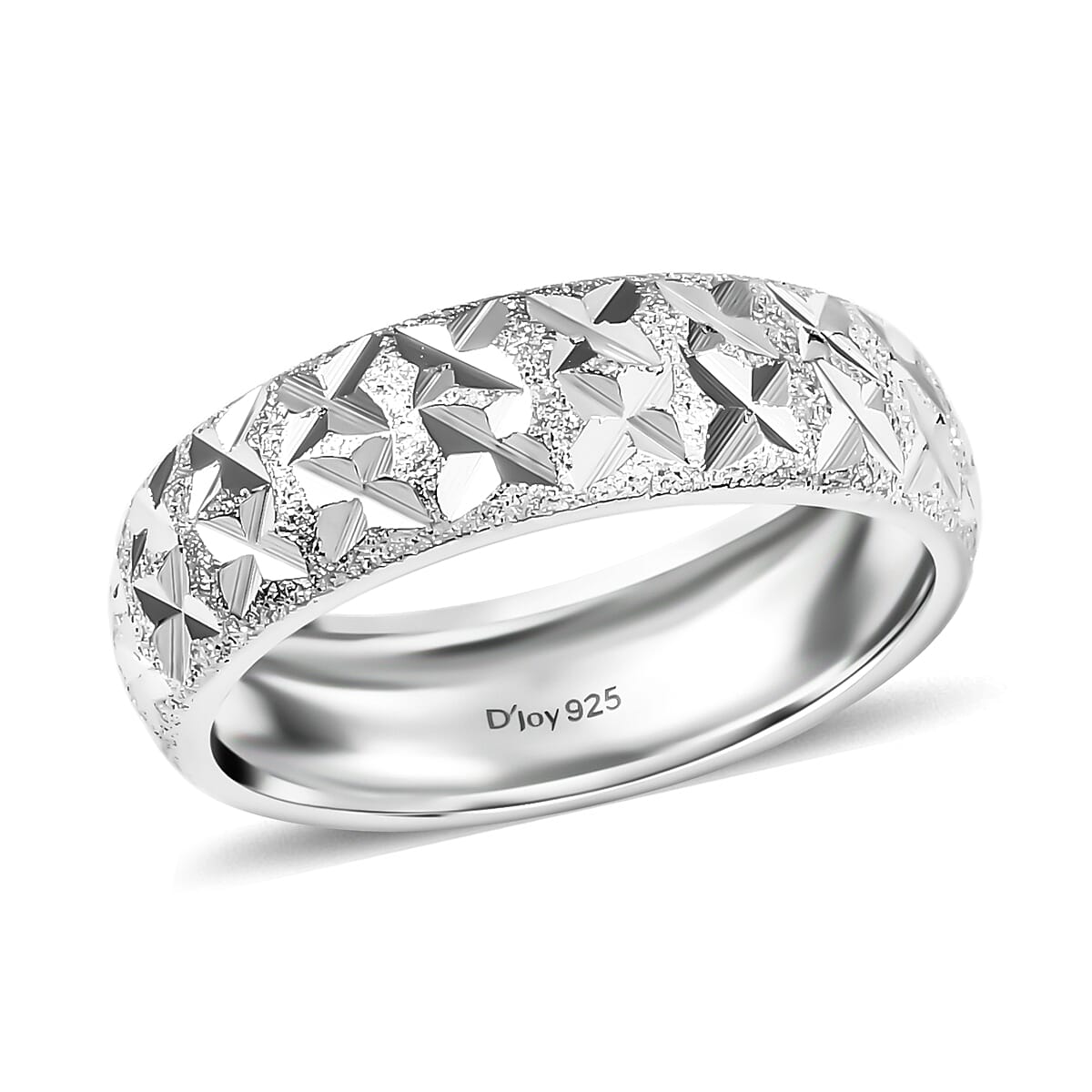 D'Joy Diamond-cut Band Ring in Platinum Over Sterling Silver (Size 8.0) 3.15 Grams image number 0