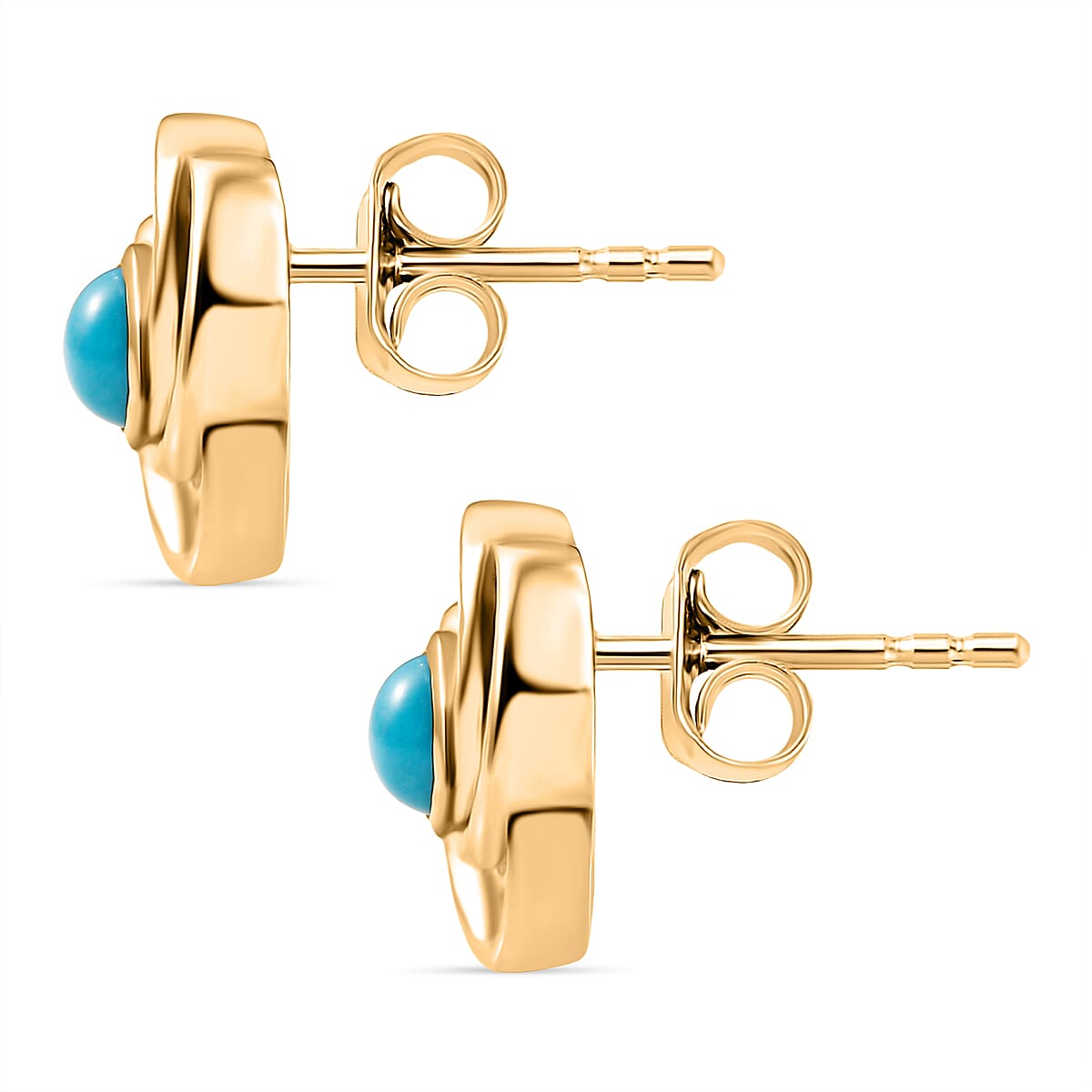 D'Joy Sleeping Beauty Turquoise 0.50 ctw Stud Earrings in Vermeil YG Over Sterling Silver image number 3