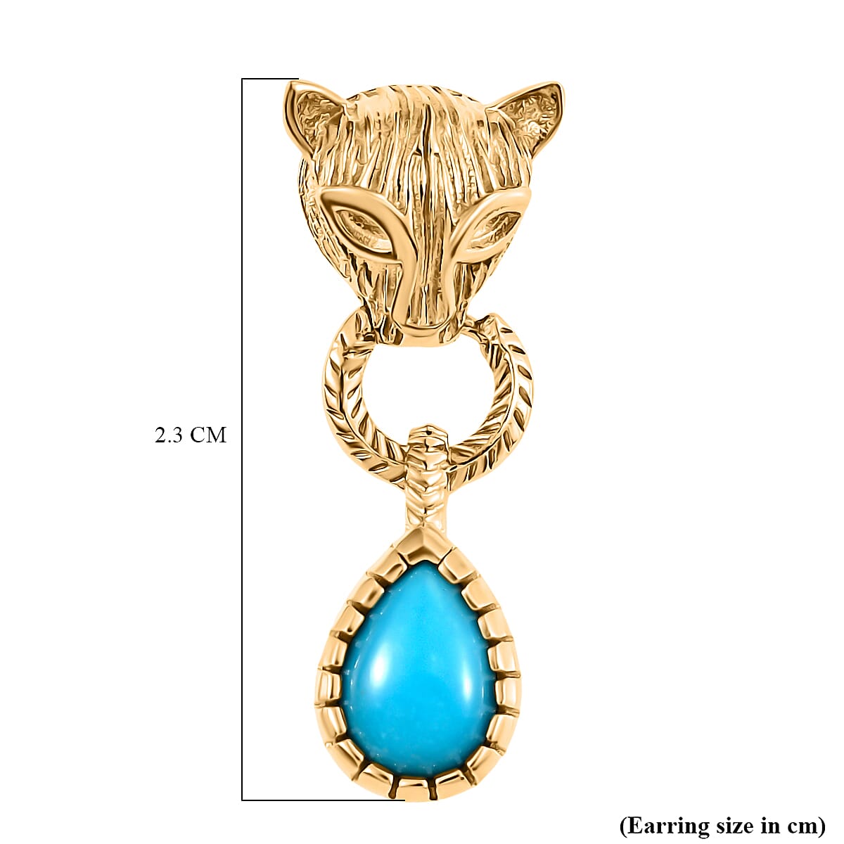 D'Joy Sleeping Beauty Turquoise 1.35 ctw Earrings in 14K Gold Over Sterling Silver