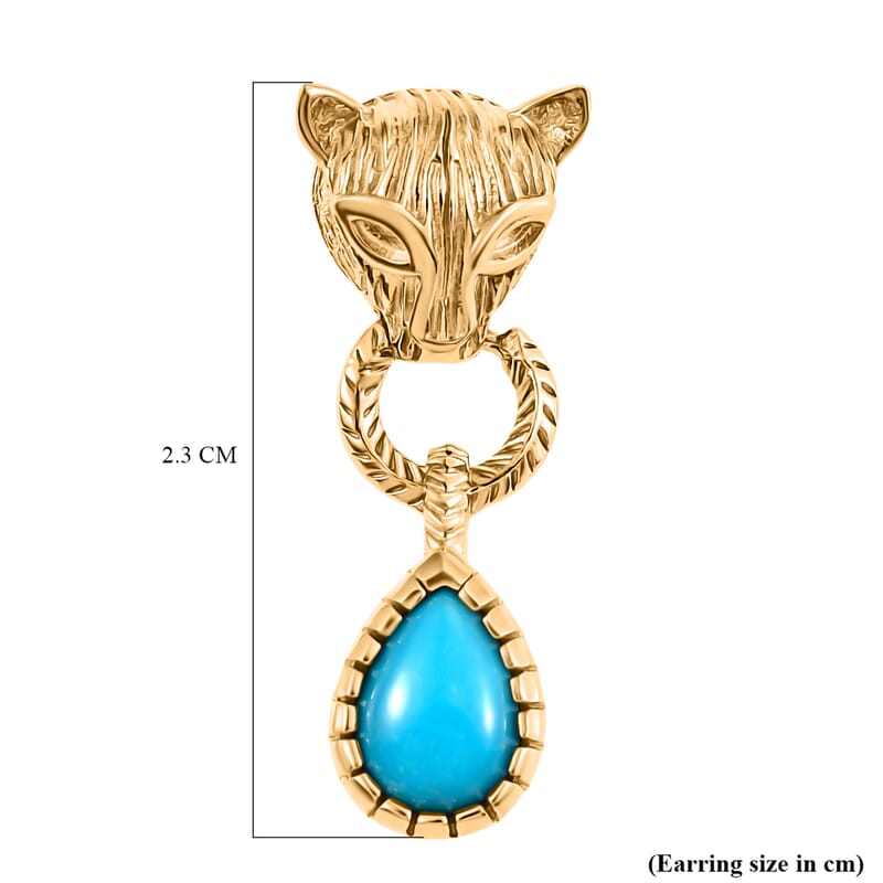 D'Joy Sleeping Beauty Turquoise 1.35 ctw Earrings in 14K Gold Over Sterling Silver