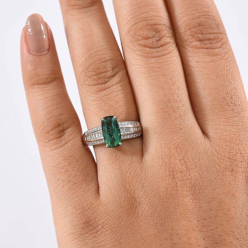 Certified & Appraised Rhapsody AAAA Santa Rosa Tourmaline and E-F VS Diamond 2.76 ctw Ring in 950 Platinum (Size 5.5) 6 Grams