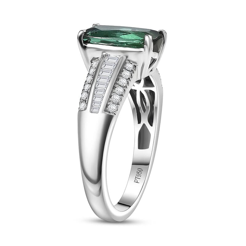 Certified & Appraised Rhapsody AAAA Santa Rosa Tourmaline and E-F VS Diamond 2.76 ctw Ring in 950 Platinum (Size 5.5) 6 Grams