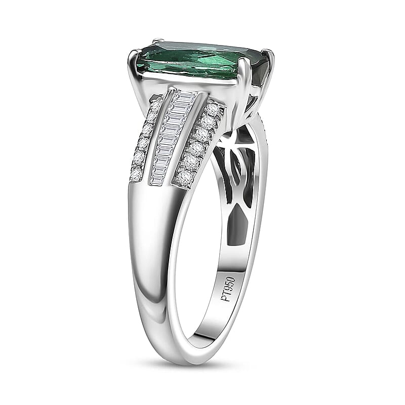 Certified & Appraised Rhapsody AAAA Santa Rosa Tourmaline and E-F VS Diamond 2.76 ctw Ring in 950 Platinum (Size 5.5) 6 Grams