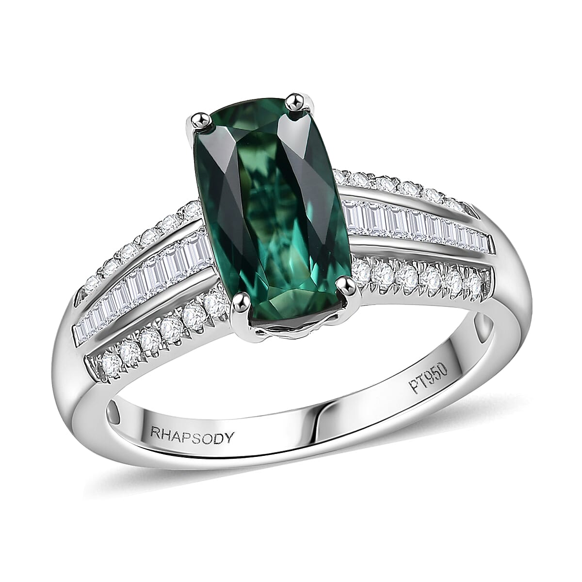 Certified & Appraised Rhapsody AAAA Santa Rosa Tourmaline and E-F VS Diamond 2.76 ctw Ring in 950 Platinum (Size 6.0) 6 Grams image number 0