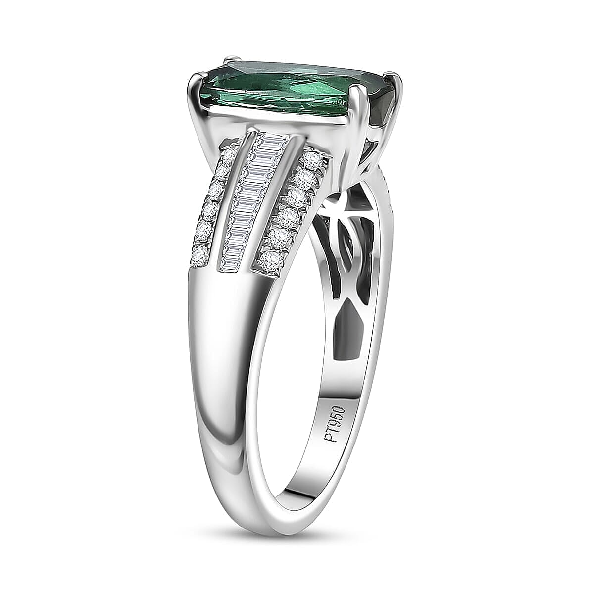 Certified & Appraised Rhapsody AAAA Santa Rosa Tourmaline and E-F VS Diamond 2.76 ctw Ring in 950 Platinum (Size 6.0) 6 Grams