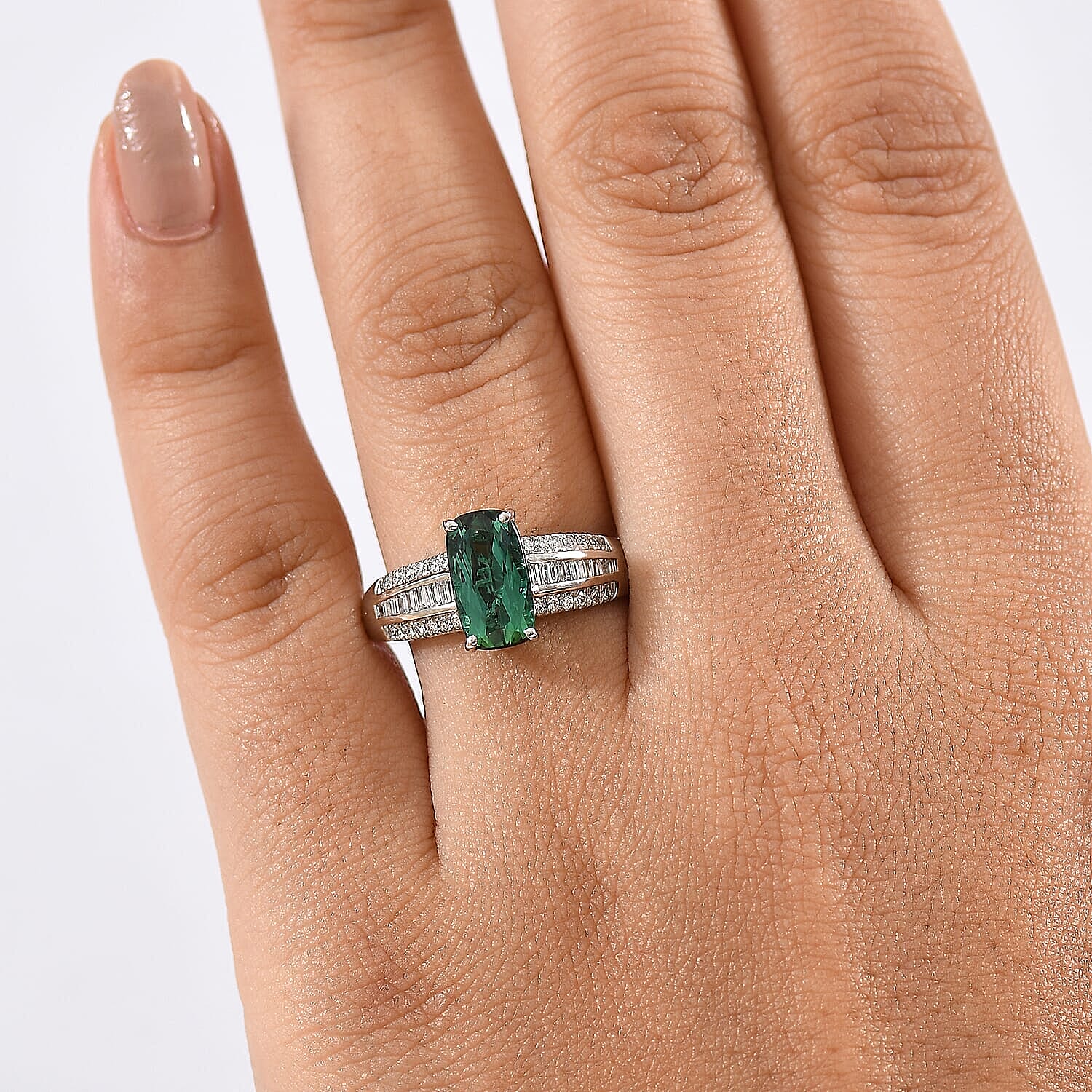 Certified & Appraised Rhapsody AAAA Santa Rosa Tourmaline and E-F VS Diamond 2.76 ctw Ring in 950 Platinum (Size 6.5) 6 Grams