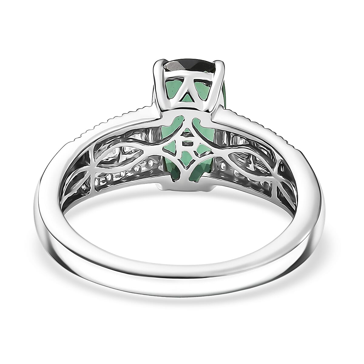 Certified & Appraised Rhapsody AAAA Santa Rosa Tourmaline and E-F VS Diamond 2.76 ctw Ring in 950 Platinum (Size 7.0) 6 Grams image number 4