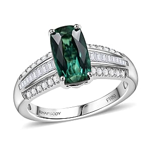 Certified & Appraised Rhapsody AAAA Santa Rosa Tourmaline and E-F VS Diamond 2.76 ctw Ring in 950 Platinum (Size 8.0) 6 Grams