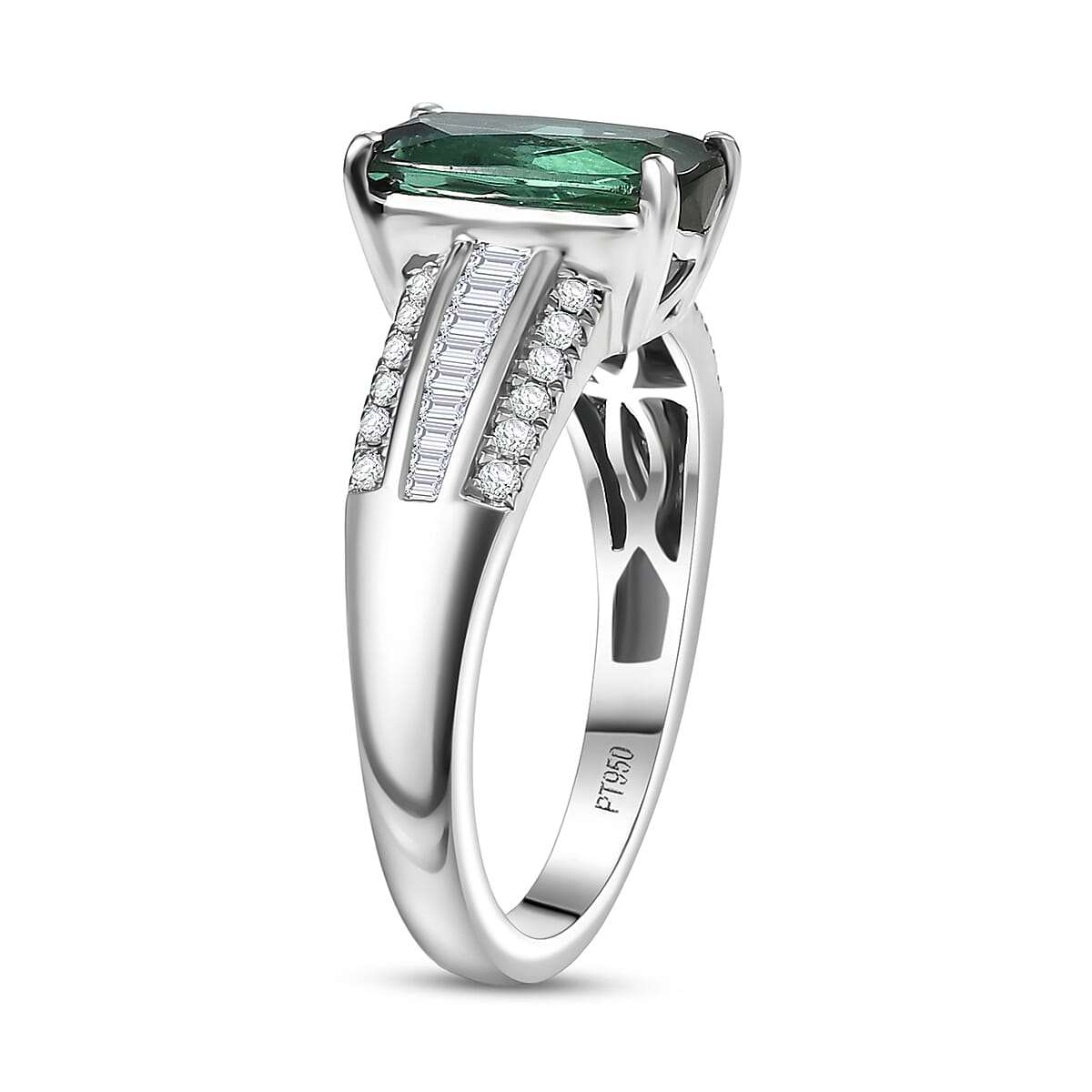 Certified & Appraised Rhapsody AAAA Santa Rosa Tourmaline and E-F VS Diamond 2.76 ctw Ring in 950 Platinum (Size 8.0) 6 Grams image number 3