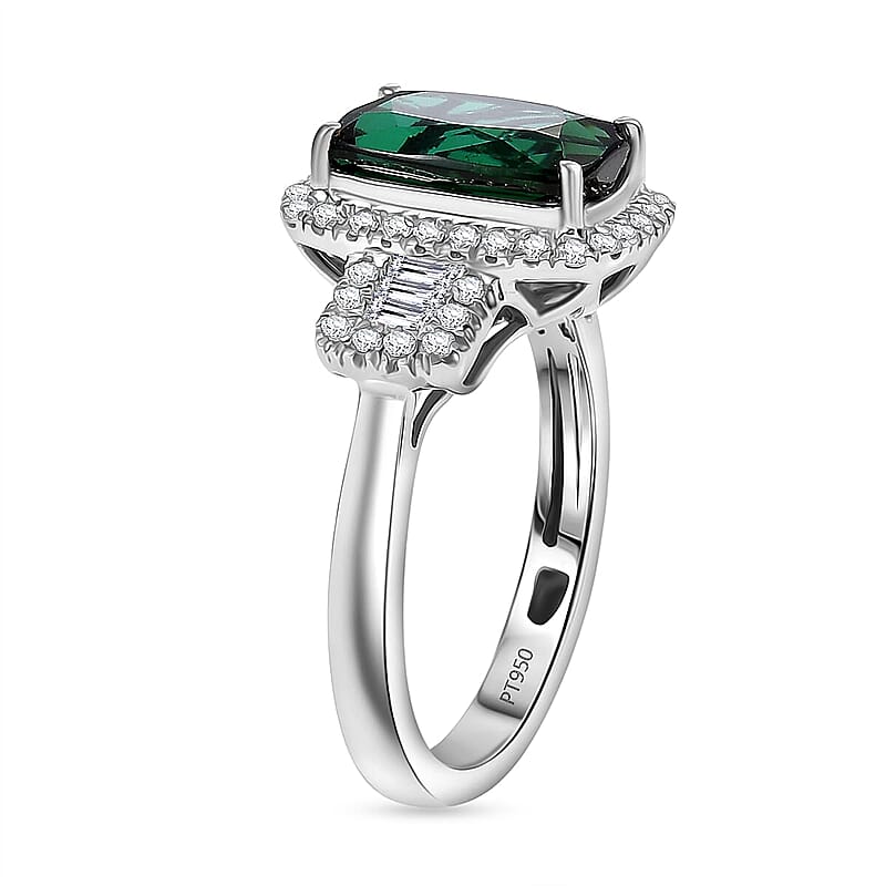 Certified & Appraised Rhapsody AAAA Santa Rosa Tourmaline and E-F VS Diamond 3.63 ctw Ring in 950 Platinum (Size 6.5) 6.08 Grams