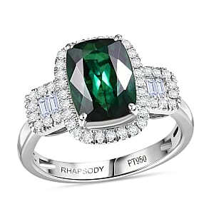 Certified & Appraised Rhapsody AAAA Santa Rosa Tourmaline and E-F VS Diamond 3.63 ctw Ring in 950 Platinum (Size 7.0) 6.08 Grams