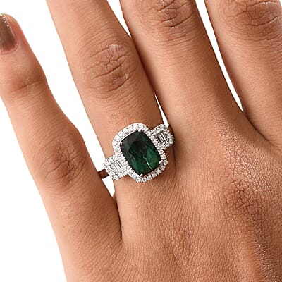 Certified & Appraised Rhapsody AAAA Santa Rosa Tourmaline and E-F VS Diamond 3.63 ctw Ring in 950 Platinum (Size 7.0) 6.08 Grams