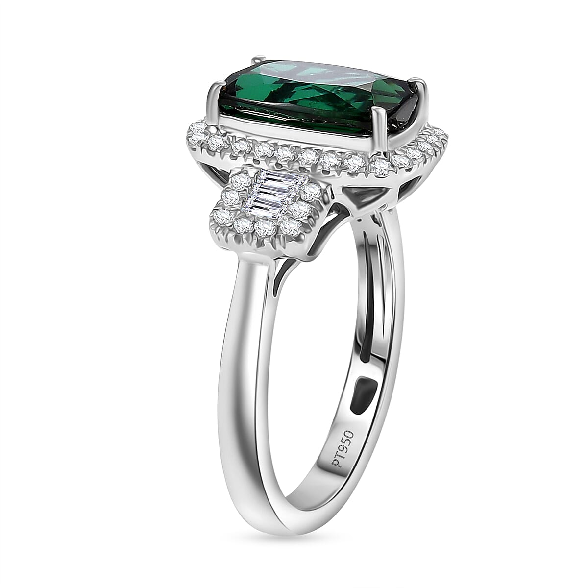 Certified & Appraised Rhapsody AAAA Santa Rosa Tourmaline and E-F VS Diamond 3.63 ctw Ring in 950 Platinum (Size 8.0) 6.08 Grams image number 3
