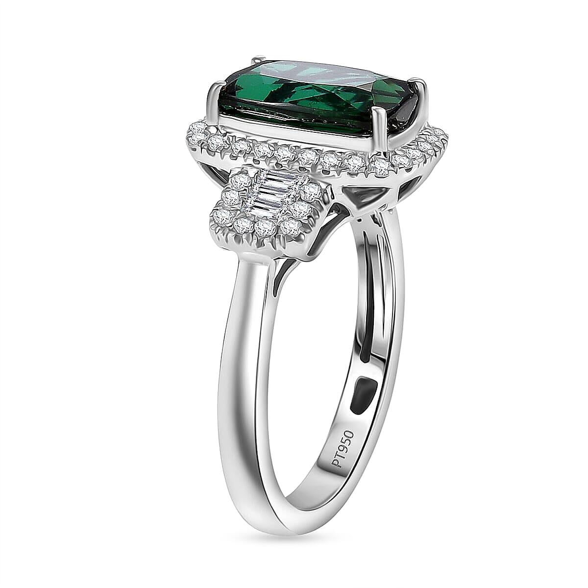 Certified & Appraised Rhapsody AAAA Santa Rosa Tourmaline and E-F VS Diamond 3.63 ctw Ring in 950 Platinum (Size 9.0) 6.08 Grams