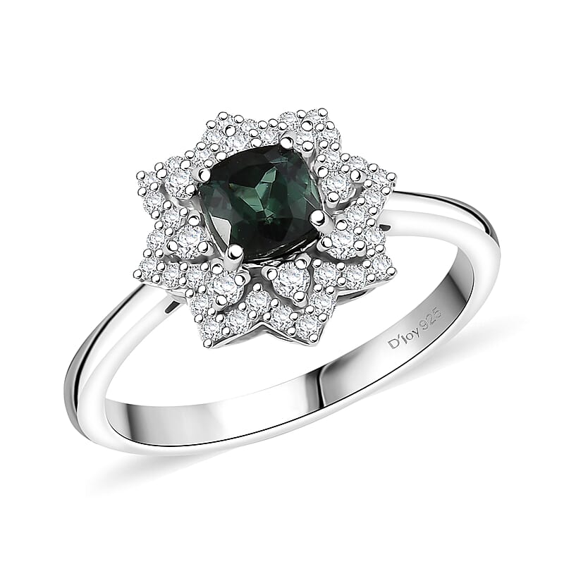 D'Joy Premium Santa Rosa Tourmaline and Moissanite 1.00 ctw Ring in Rhodium Over Sterling Silver (Size 10.0)