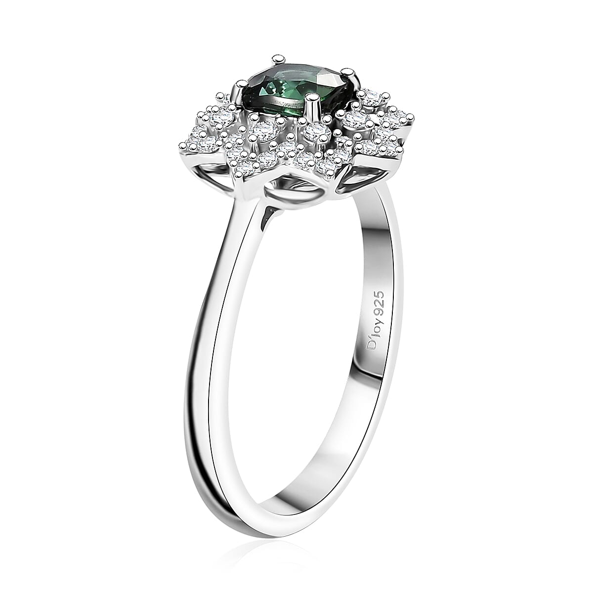 D'Joy Premium Santa Rosa Tourmaline and Moissanite 1.00 ctw Ring in Rhodium Over Sterling Silver (Size 10.0)