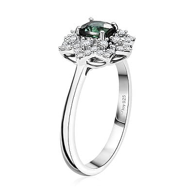 D'Joy Premium Santa Rosa Tourmaline and Moissanite 1.00 ctw Ring in Rhodium Over Sterling Silver (Size 10.0)