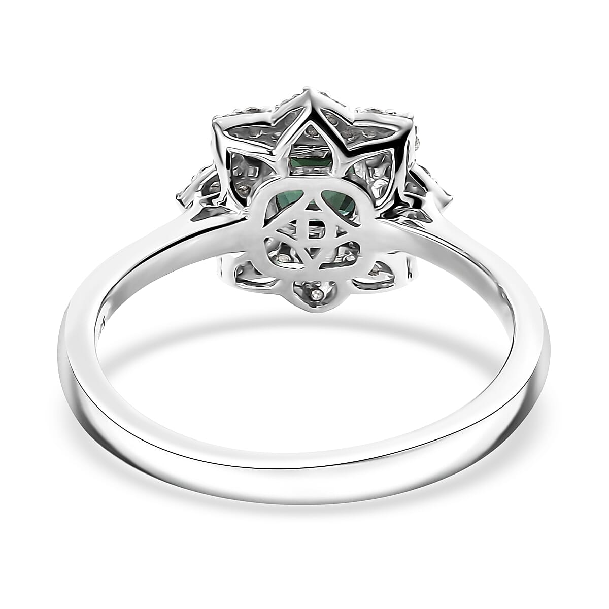 D'Joy Premium Santa Rosa Tourmaline and Moissanite 1.00 ctw Ring in Rhodium Over Sterling Silver (Size 10.0) image number 4
