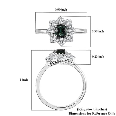 D'Joy Premium Santa Rosa Tourmaline and Moissanite 1.00 ctw Ring in Rhodium Over Sterling Silver (Size 10.0)
