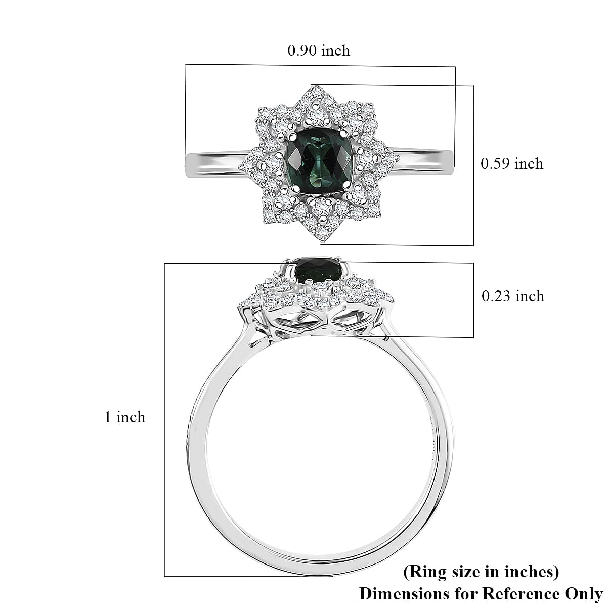 D'Joy Premium Santa Rosa Tourmaline and Moissanite 1.00 ctw Ring in Rhodium Over Sterling Silver (Size 6.0) image number 5